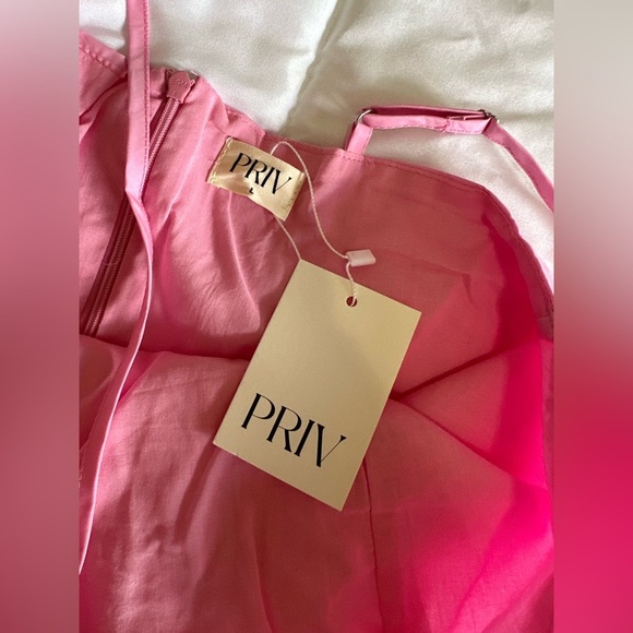 NEW PRIV AVERIE POPLIN DRESS IN PINK Sz Large - Picture 4 of 5
